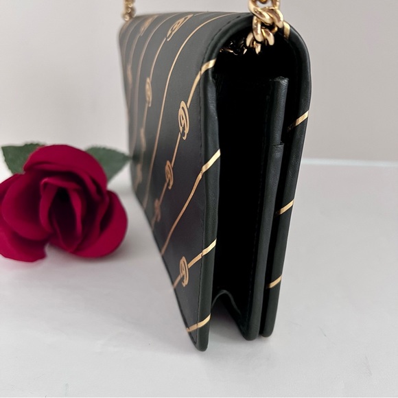 Authentic Gucci Black/Gold GG Diagonal Striped Wallet on Chain - Two Way - Picture 9 of 16